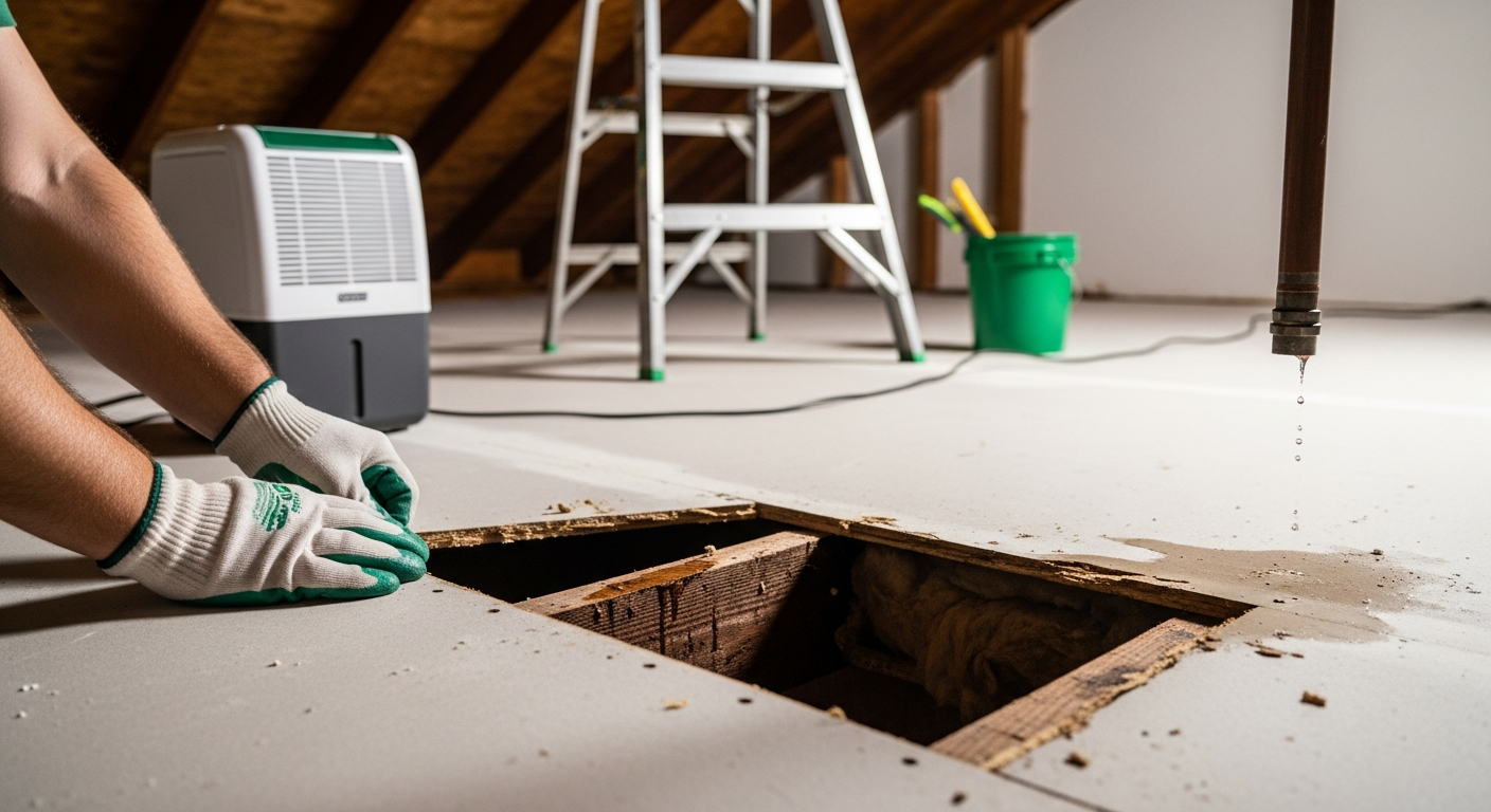 Staunton, IL Homes: Detecting Hidden Ceiling Water Damage from Attic AC Leaks This Summer — process / how-it-works image
